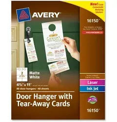 AVERY DOOR HANGER WITH TEAR-AWAY CARDS 16150