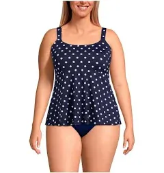 Lands' End Women's Plus Size DD-Cup Flutter Tankini Top