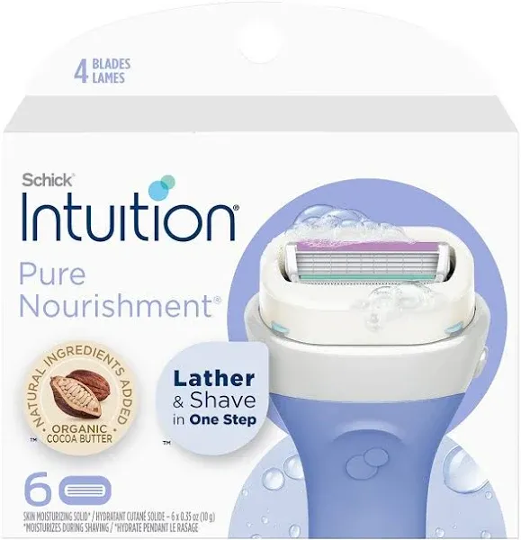 Schick Intuition Pure Nourishment Womens Razor Refills with Coconut Milk and