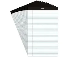 Tru Red Notepads 8.5" x 11.75" Wide Ruled White 50 Sheets/Pad Dozen Pads