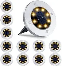 12 Pack 8Led Solar Garden Lights Outdoor Waterproof Sidewalk Disk Bright In-Ground Landscape Lighting For Lawn Patio Pathway Yard Steps Deck Walkway