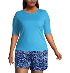 Lands' End Women's Plus Size Crew Neck Rash Guard UPF 50 Swim Tee