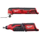 Milwaukee 2426-20-2460-20 M12 12-Volt Lithium-Ion Cordless Oscillating Multi-Tool with M12 12-Volt Lithium-Ion Cordless Rotary Tool