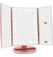 WEILY Makeup Mirror with 21 LED Lights,Two Power Supply Modes, Adjustable Touch Screen and 1x/2x/3x Magnification Tri-Fold Vanity Mirror