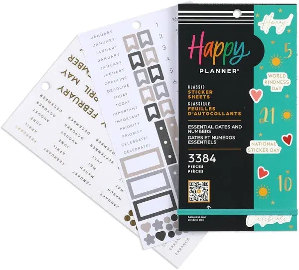 Happy Planner Sticker Value Pack 30/Sheets-Essential Dates And Numbers