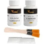 Gold Leaf Adhesive, 6.8oz Gilding Adhesive Set, Metal Leaf Glue and Varnish f...