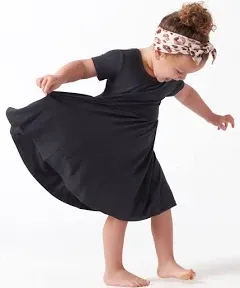 Infant &amp; Toddler Girls Midnight Floral Buttery Soft Viscose Made from Eucalyptus Twirl Dress