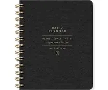 Fringe Studio Non-Dated Daily Planner, Faux Leather Cover,"Standard Cognac", Twin-Ring Spiral Binding, 6" W x 7.25"H, 160 pages (877FL001FSC)