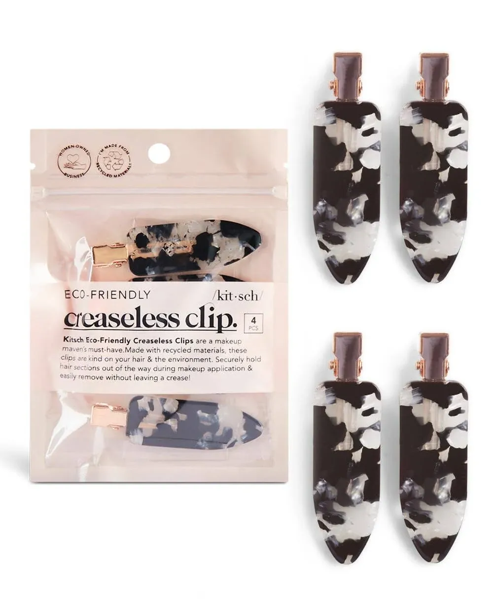 Creaseless Hair Clips in Black Terrazzo - Set of 4