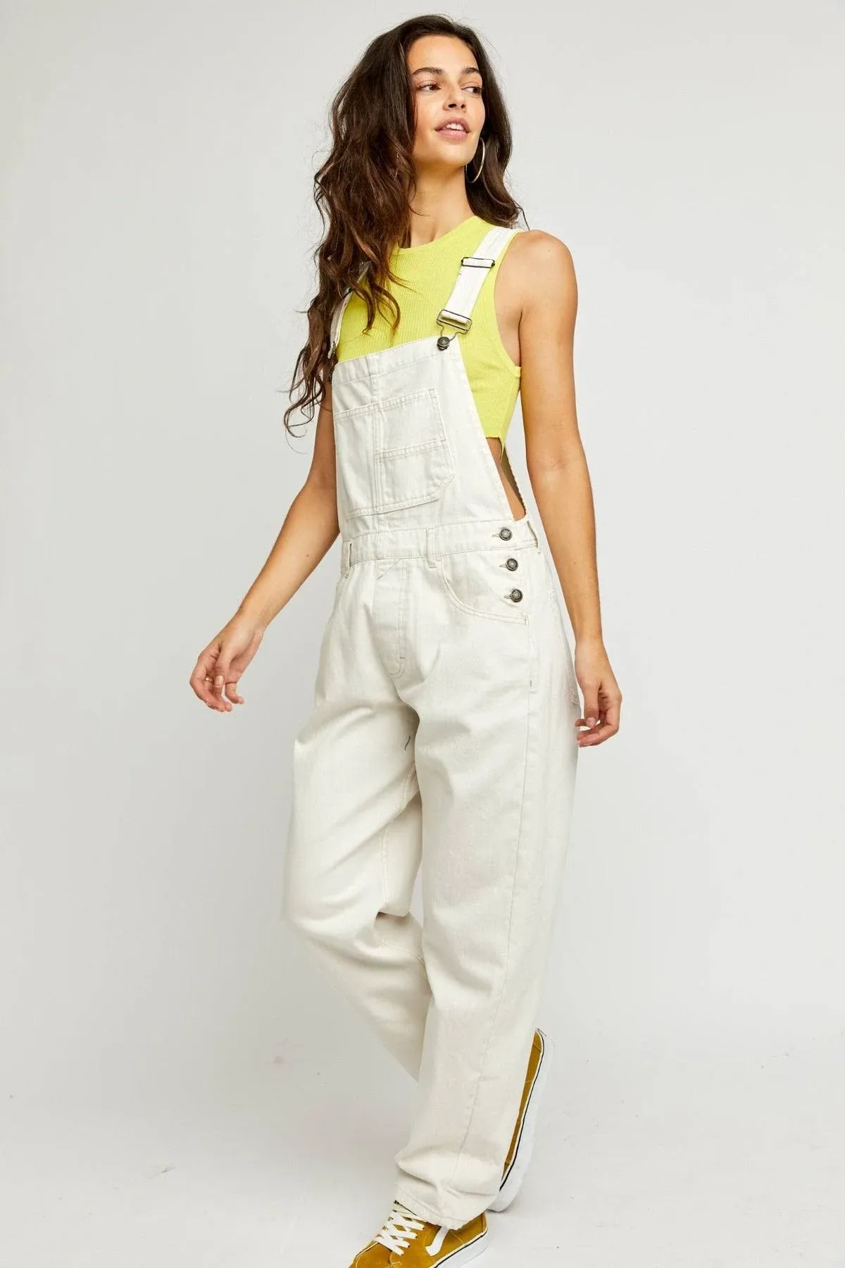 Free People We The Free Ziggy Denim Overalls in Parchment