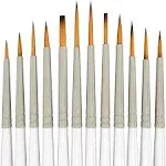 Artist Supplies Miniature Paint Brushes, Set of 12 for Detail &amp; Fine Point Pa...