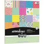 Astrodesigns Printed Craft Cardstock, 12 x 12, 65 lb/176 GSM, Assorted Designs, 20 Sheets, Multicolor