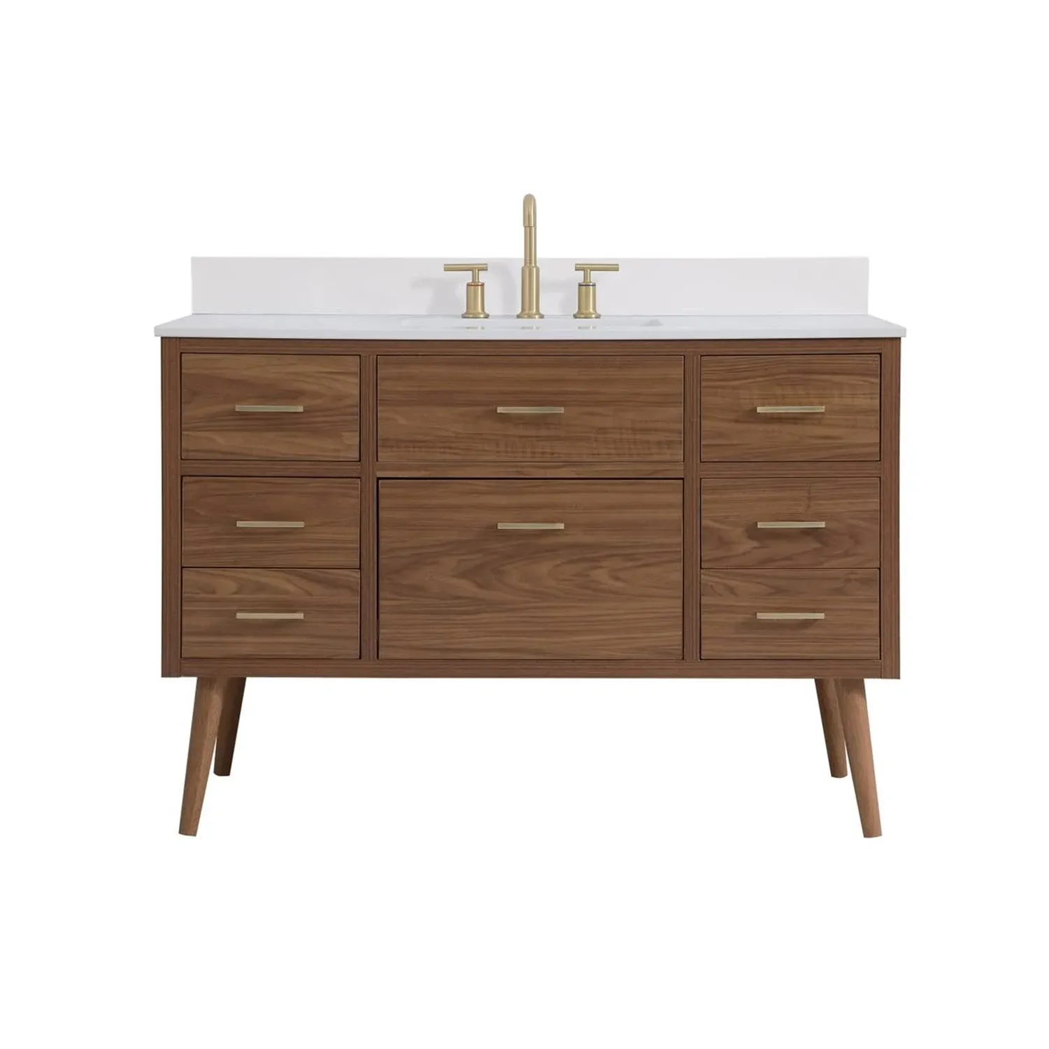 VF41048WB-BS 48" Bathroom Vanity in Walnut Brown With Backsplash