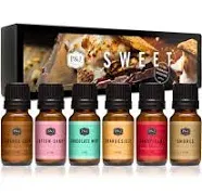 Sweet Set of 6 Premium Grade Fragrance Oils - Chocolate Mint, Cotton Candy, Caramel Corn, Orangesicle, Candy Cane, and Smores