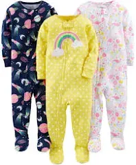 Simple Joys by Carter's Girls' 3-Pack Snug Fit Footed Cotton Pajamas