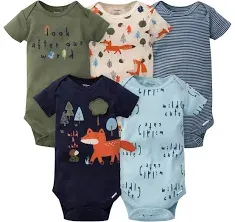 Gerber Onesies Brand Short Sleeve Bodysuits 5 Pack Baby Boys