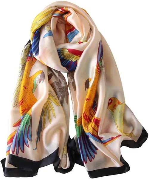 Womens Silk Feeling Polyester Scarf Long Satin Scarf Fashion Designer Scarf L...