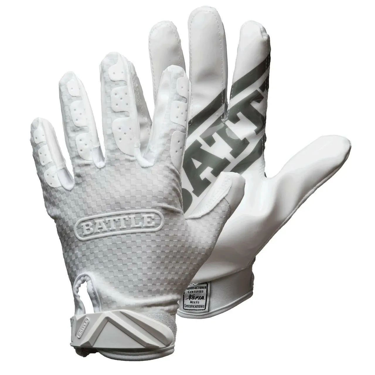 Battle Sports Triple Threat Adult Football Receiver Gloves - White