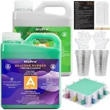 Nicpro 74oz Silicone Mold Making Kit - Platinum Liquid, Food Safe, 1:1 Mix Ratio