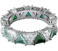 Swarovski Ortyx Ring Jewelry Collection, Rhodium Finish, Green Crystals, Clear Crystals