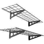 FLEXIMOUNTS 2-Pack 1x4ft 12-inch-by-48-inch Wall Shelf Garage Storage Rack Wall Mounted Floating Shelves, Black