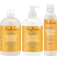 SheaMoisture Shampoo and Conditioner Set (13 Oz Ea) + Detangler (8 Oz), Low Porosity Hair Products, Baobab and Tea Tree Oil 3pc Bundle, Soften and Balance, Curly Hair Products