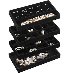 Jewelry Organizer Tray,Stackable Velvet Jewelry Trays,Drawer Inserts Earring Org