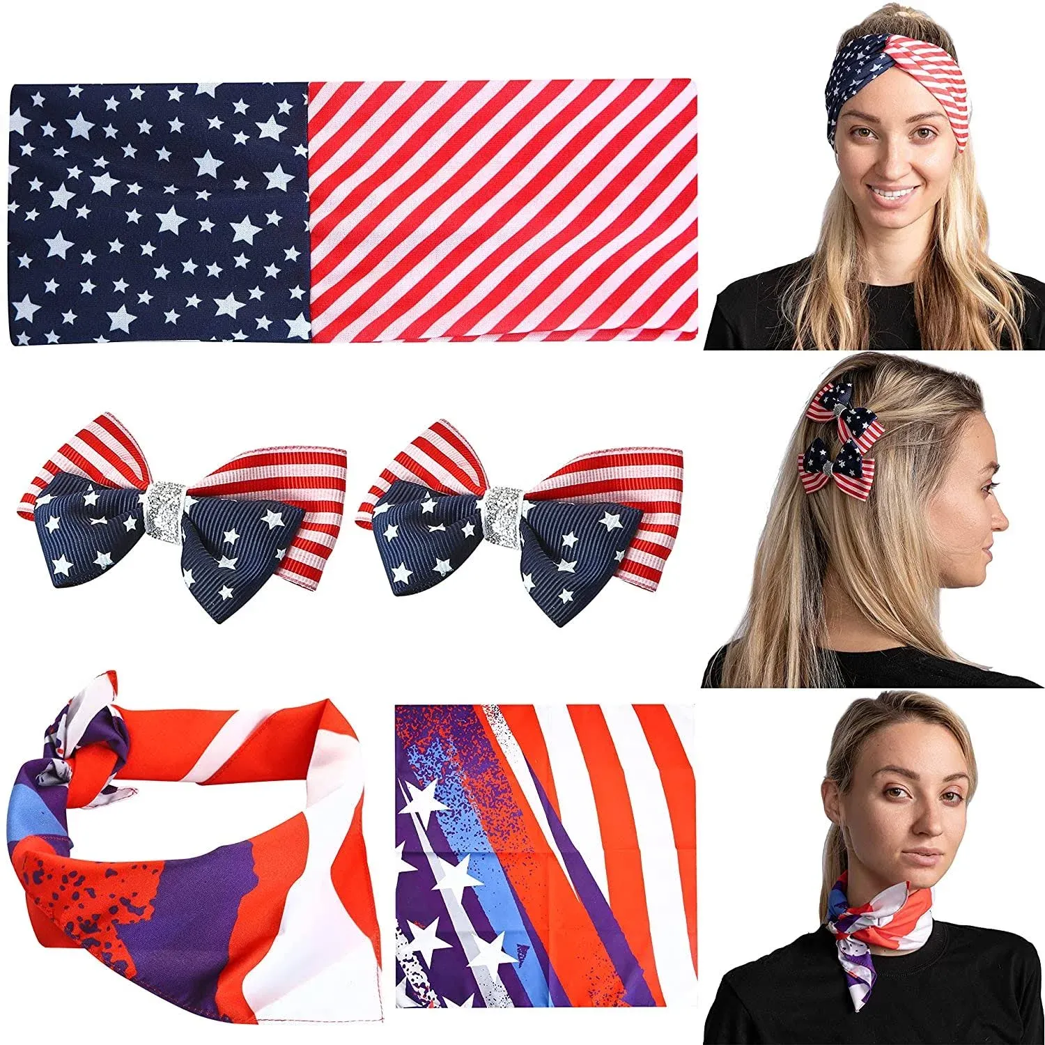 Joyin Flag Headband, Bandana & Hairpins Accessories, 4 Pcs