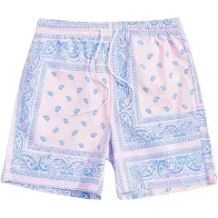 Floerns Men's Boho Tribal Print Drawstring Waist Summer Shorts with Pocket