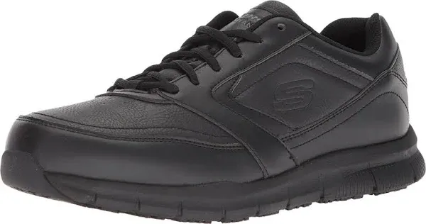 SKECHERS WOMENS WORK SNEAKER US 7.5 BLACK NAMPA SR 77156/BBK NEW NIB