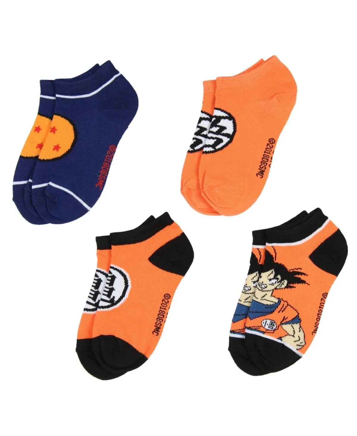 Dragon Ball Z Boys' Socks Goku Kame Symbols 4 Pairs Kids Ankle No Show Socks