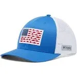 Columbia PFG FISH FLAG Adjustable Snapback Mesh Ball Cap in Grill Heather