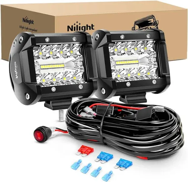 Nilight LED Light Bar 2PCS 60W 4 Inch Flood Spot Combo Work Light Pods Triple Ro