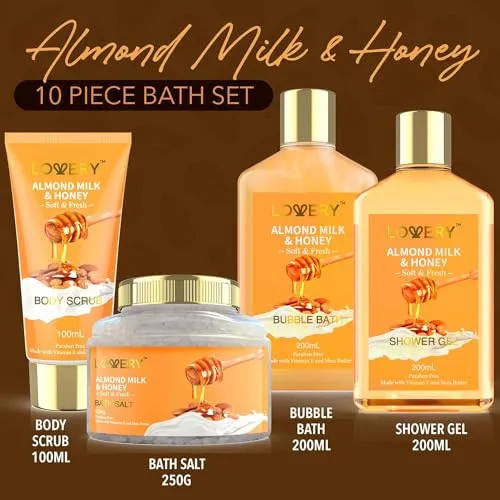 Gift Basket For Women – 10 Pc Almond Milk &amp; Honey Beauty &amp; Personal Care Set