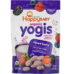 Happy Baby Organics Yogis Freeze-Dried Yogurt & Fruit Snacks, Mixed Berry, 1 Ounce (Pack of 1)