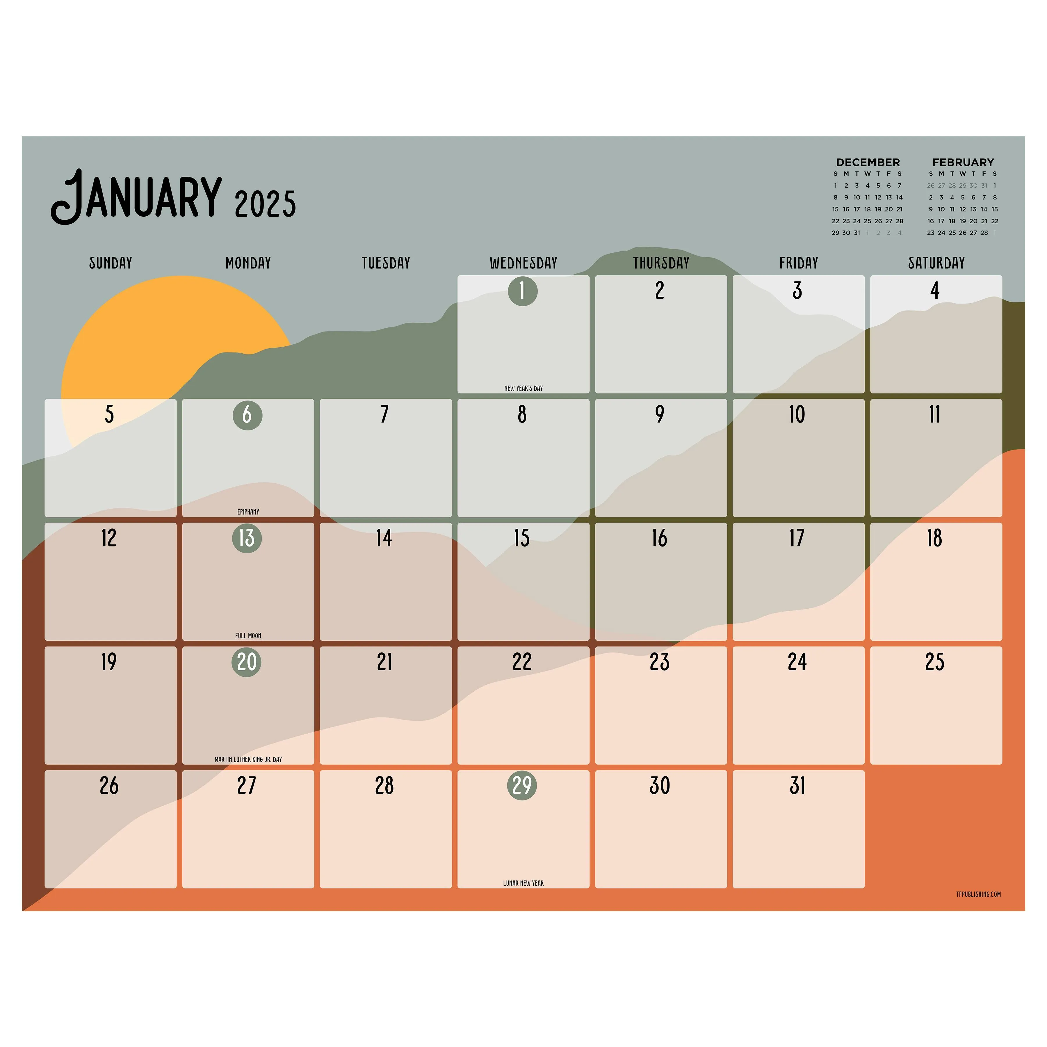 TF Publishing Super Stripe Large Desk Pad Monthly Blotter Calendar