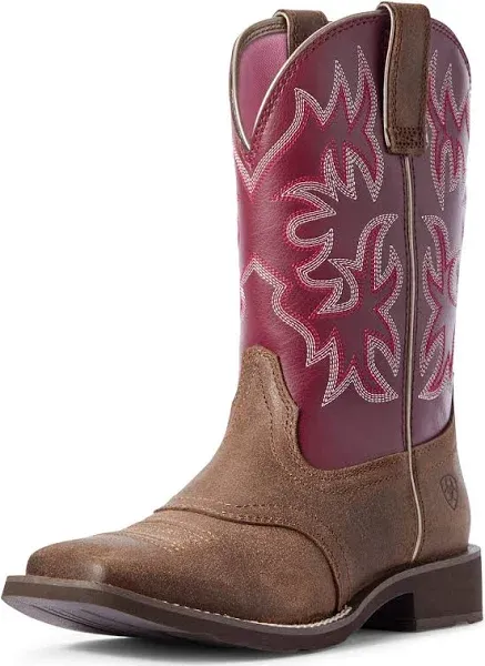 ARIAT #10031593 DELILAH WOMENS SQUARE TOE JAVA/BURGANDY COWGIRL BOOT SIZE 10B