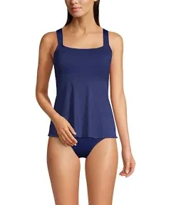 Lands' End Women's Flutter Tankini Top - Large - Deep Sea Navy