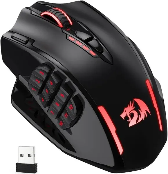 Redragon M913 Impact Elite Wireless Gaming Mouse, 16,000 Dpi Wired/Wireless RGB Gamer Mouse with 16 Programmable Buttons, 45 Hr Battery and Pro