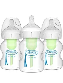 Dr. Brown's Natural Flow Anti-Colic Options+Wide-Neck Baby Bottle, 5 oz/150 mL, Level 1 Nipple, 1-Pack, 0m+