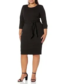 Adrianna Papell Women's Tie Waist Crepe Sheath Dress