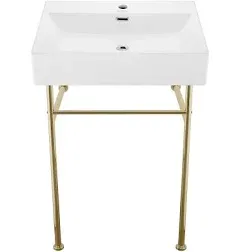 Swiss Madison Console Sinks 35.43&#034;Hx16.53&#034;<wbr/>Wx23.62&#034;D Ceramic Rectangular White