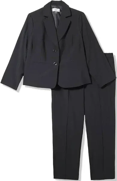 Le Suit Women's Plus Size 2 Button Inset Waist Jacket & Elastic Back Pant