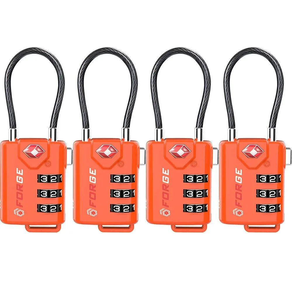 TSA Approved Cable Luggage Locks, Re-settable Combination with Alloy Body