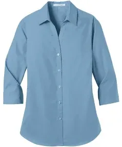 Port Authority Ladies 3/4-Sleeve Carefree Poplin Shirt