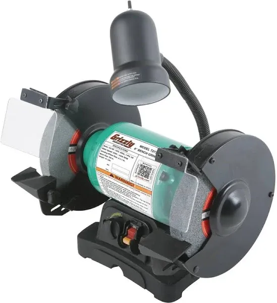 Grizzly Industrial Bench Grinder 6&#034; 1/3-HP 110-Volt 3450-RPM with 1/2&#034; Arbor