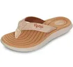 Floopi Summer Pearl-Textured Thong Flip-Flop, Size 7 Medium, Beige