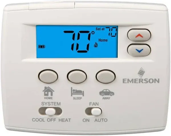 Emerson Thermostats 1F86EZ 0251 Blue EZ Series 2" Thermostat, White