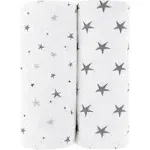 Ely's & Co. Waterproof Cradle Sheet/ Changing Pad Cover - 2 Pack - Grey Stars