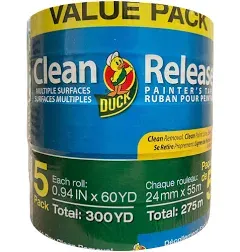 Duck Brand Clean Release 94 in. x 60 yd. Painter's Tape, Blue, 8 Pack, Size: 0.94 in. x 60 yd.